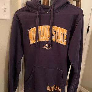 MSU (bobcats/Bozeman, MT) navy, old school hoodie